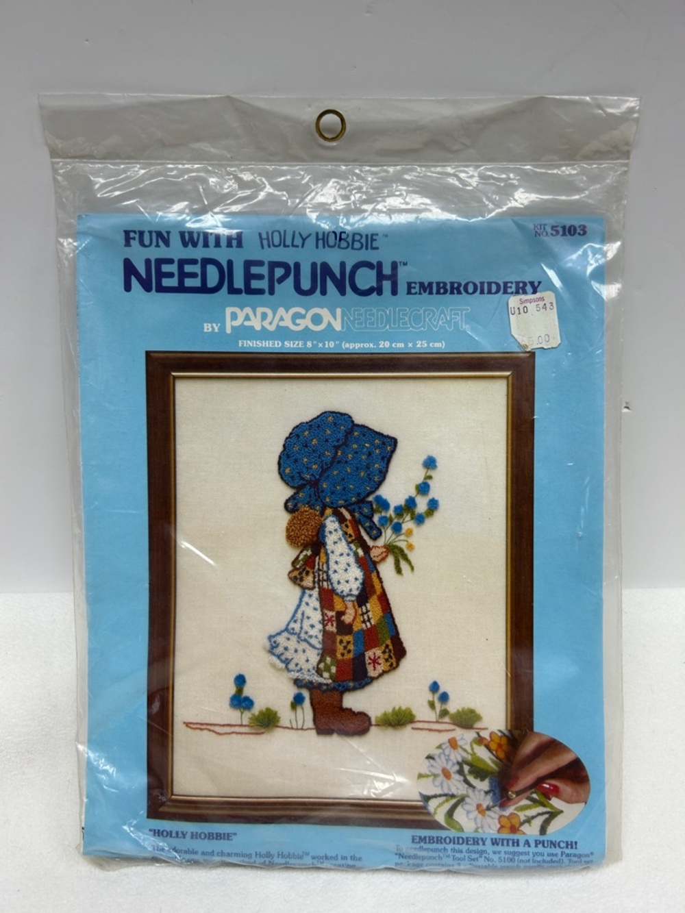 Vintage 1980 , 8 x 10 “Fun With Holly Hobbie ” needle punch embroidery kit